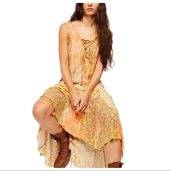 FREE PEOPLE BOHO FLOWY MAXI TANK SLIP DRESS A2C - Picture 8 of 10